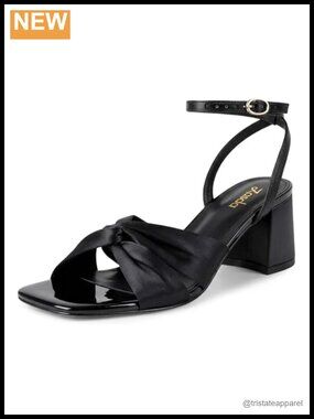 Satin Block Heel Square Toe Dress Sandals Wedding Comfort